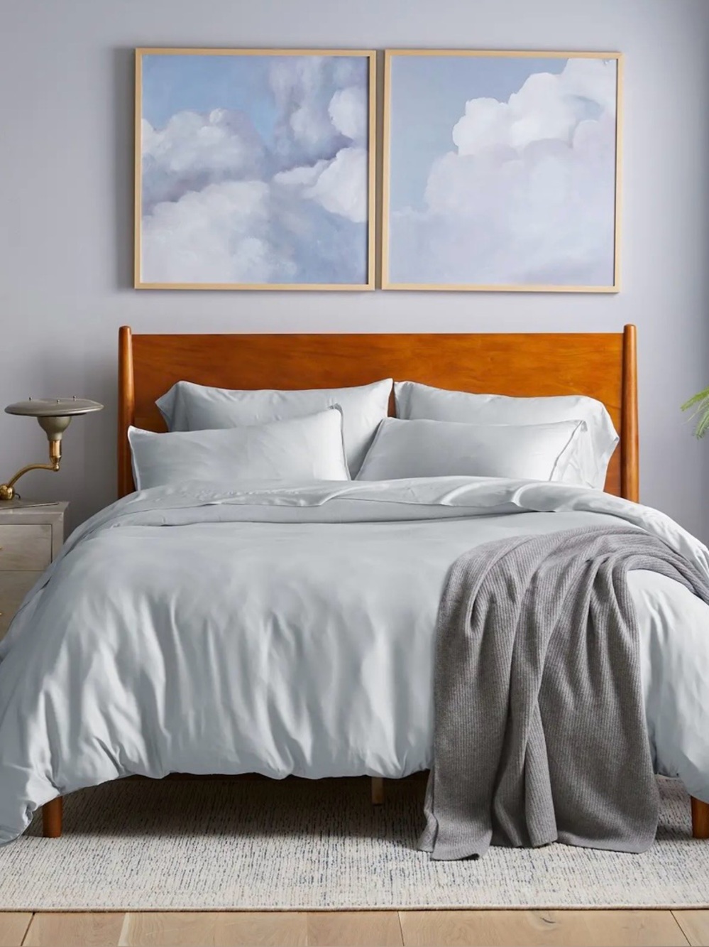 NWT Quince Bamboo 3 Piece Duvet Cover Set, Full/Queen (Mist)